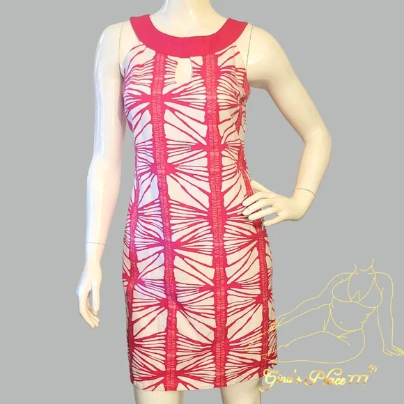 Womens Merona Halter Neck Designs Fully Lined Linen Blend Pink Mini Dress  Size 2